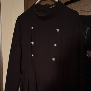 SHEIN Black Double-Breasted Blazer asemetrical 3X